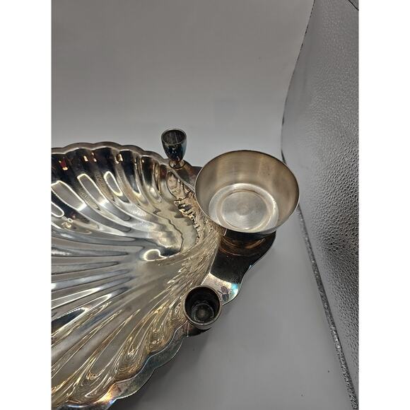 Vintage Silver Plate Bowl Dish Seafood Cocktail Serving Shell Footed F.B Rogers - Picture 3 of 6